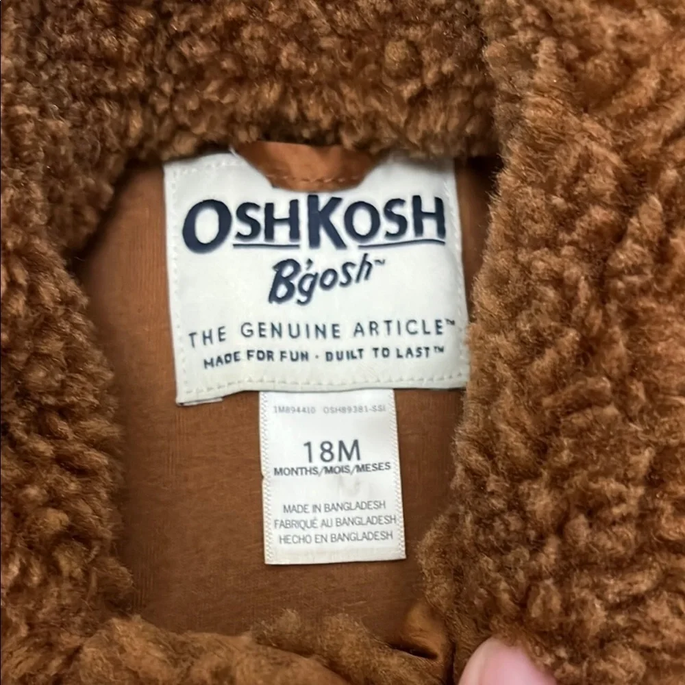 OshKosh Brown Sherpa Button Down Jacket - Size 18 months